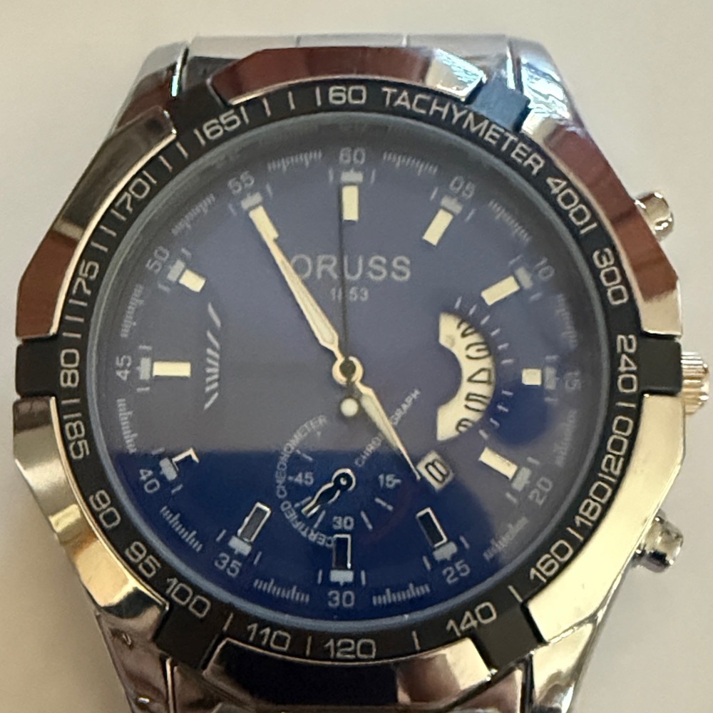#25 ORUSS Blue and Silver Watch w/tachymeter